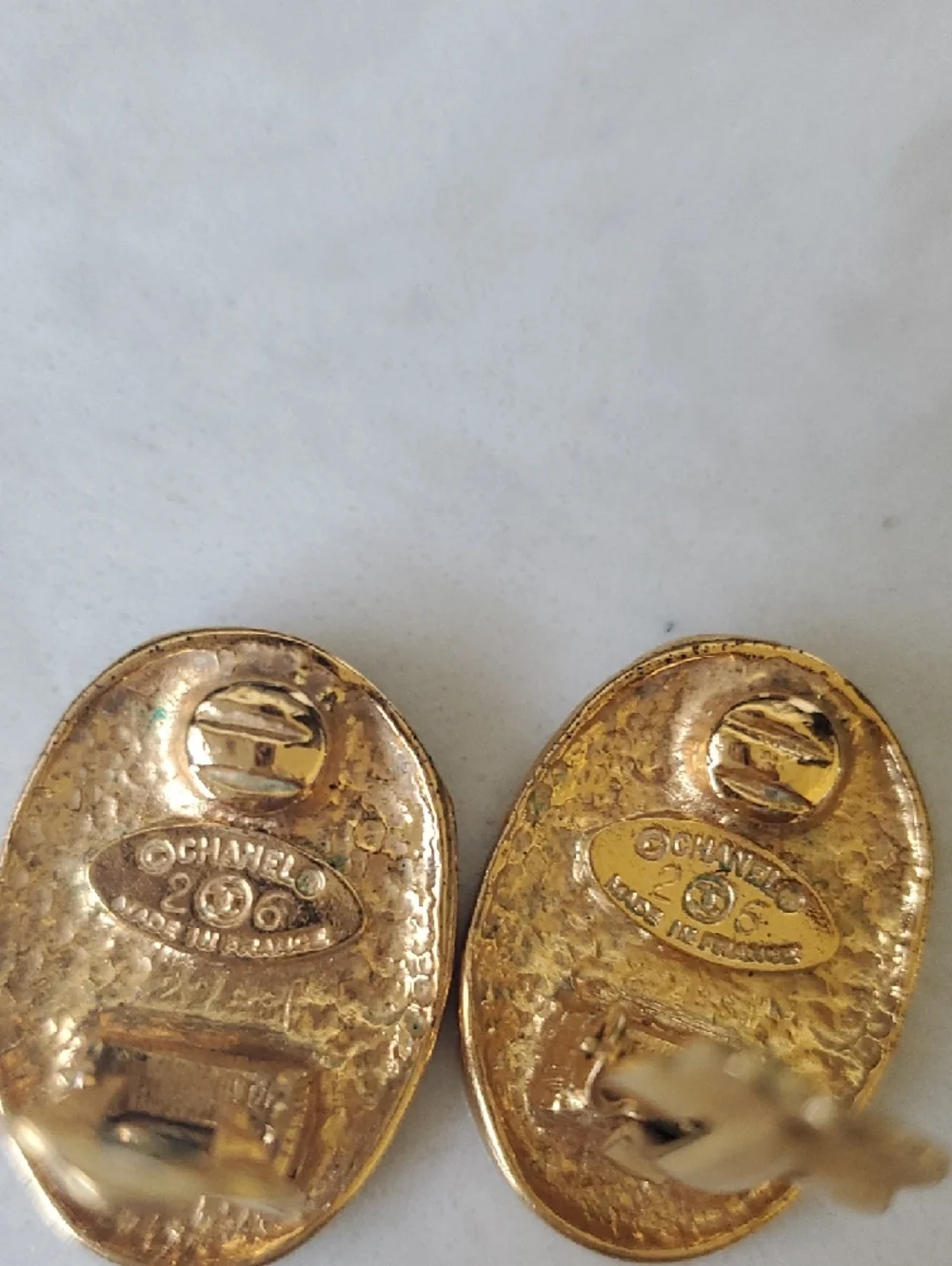 CHANEL Vintage Gold Logo Clip earrings